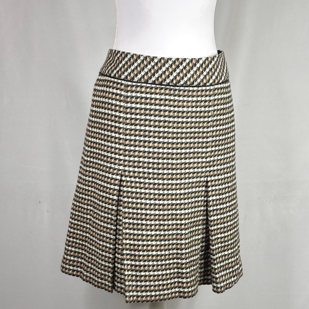 Talbots‎ Women's 12 Midi Skirt Black Brown Houndstooth Preppy Academia Heritage